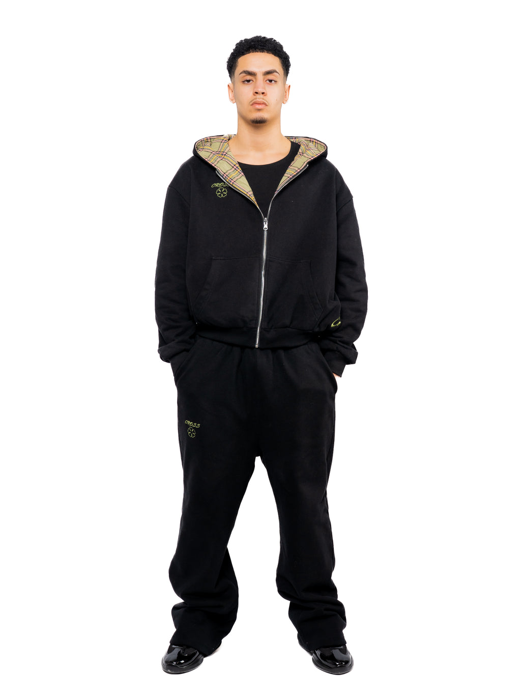 Black & Matcha Green Tartan Reversible sweatpants