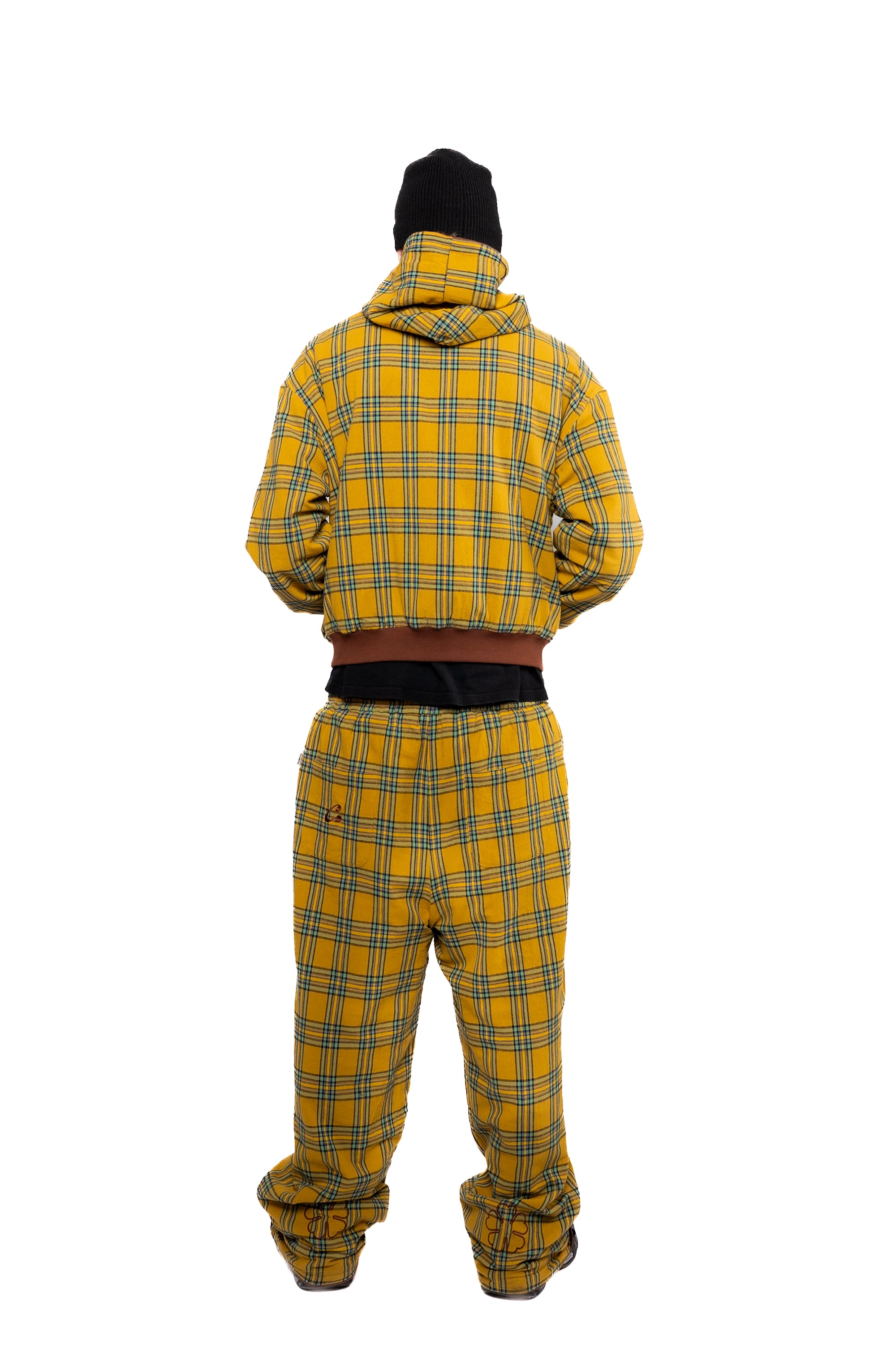 Brown & Yellow Tartan Reversible Set