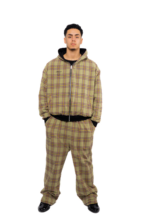 Black & Matcha Green Tartan Reversible Hoodie