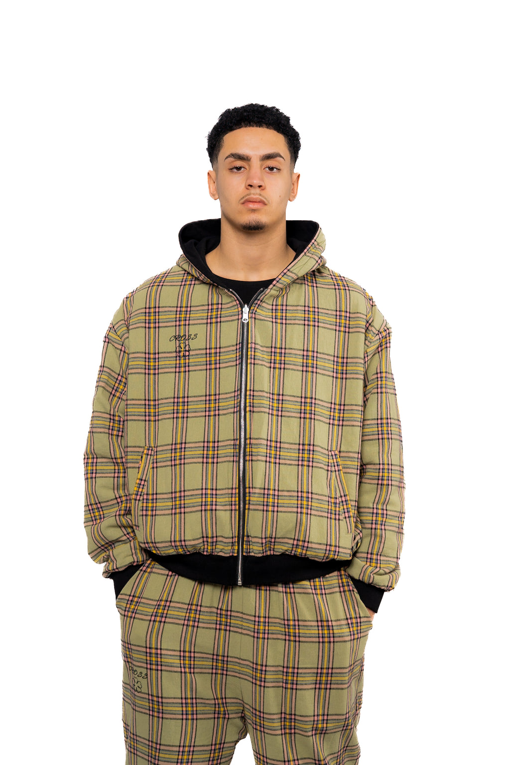 Black & Matcha Green Tartan Reversible set