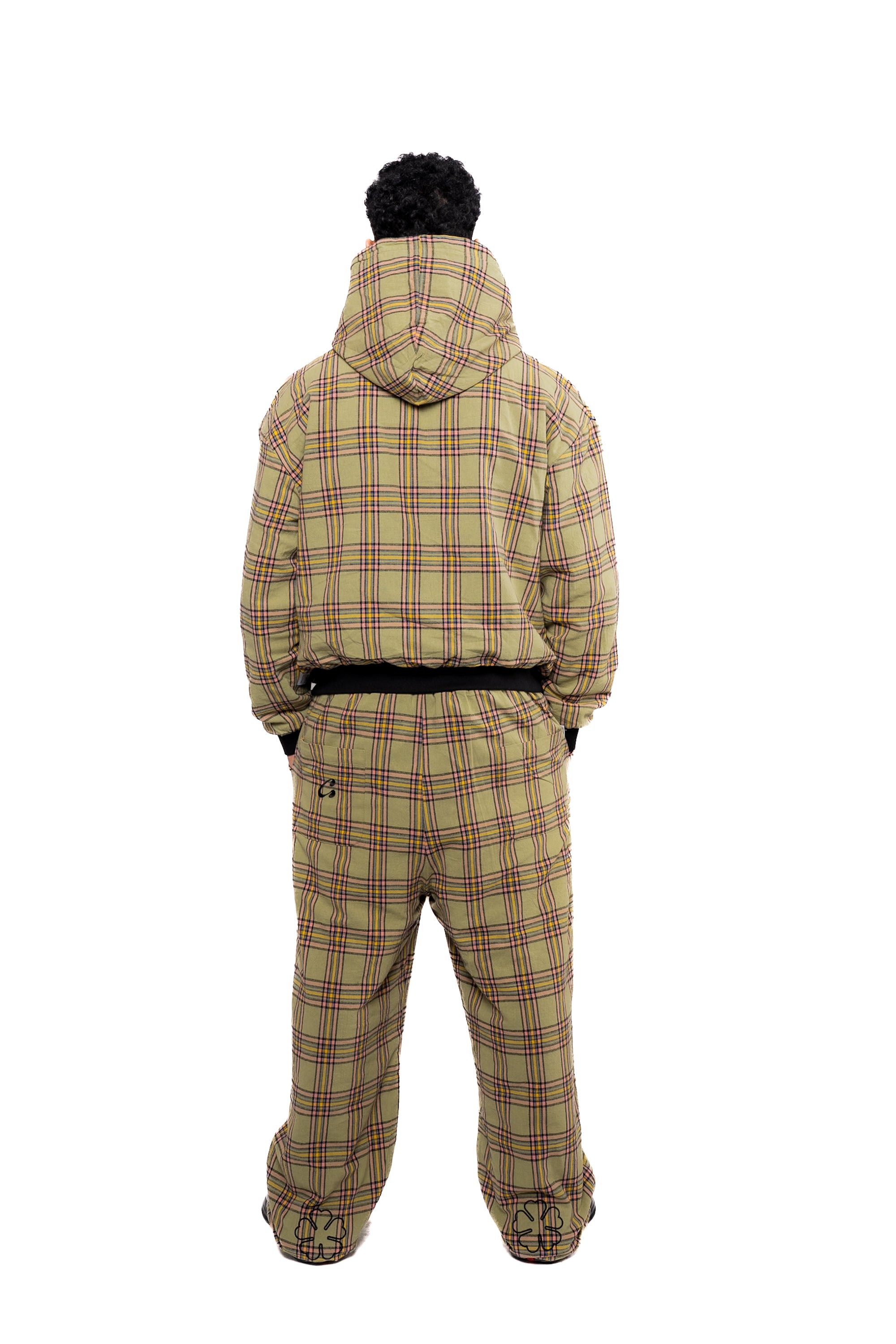 Black & Matcha Green Tartan Reversible set